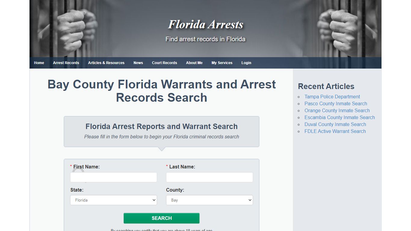 Bay County Florida Warrants and Arrest Records Search